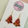 Gold And Red Christmas Tree Glitter Resin Earrings / Festive Jewellery / Christmas Gift, thumbnail 5 of 10