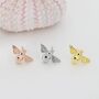 Sterling Silver Tiny Bumble Bee Stud Earrings, thumbnail 7 of 12
