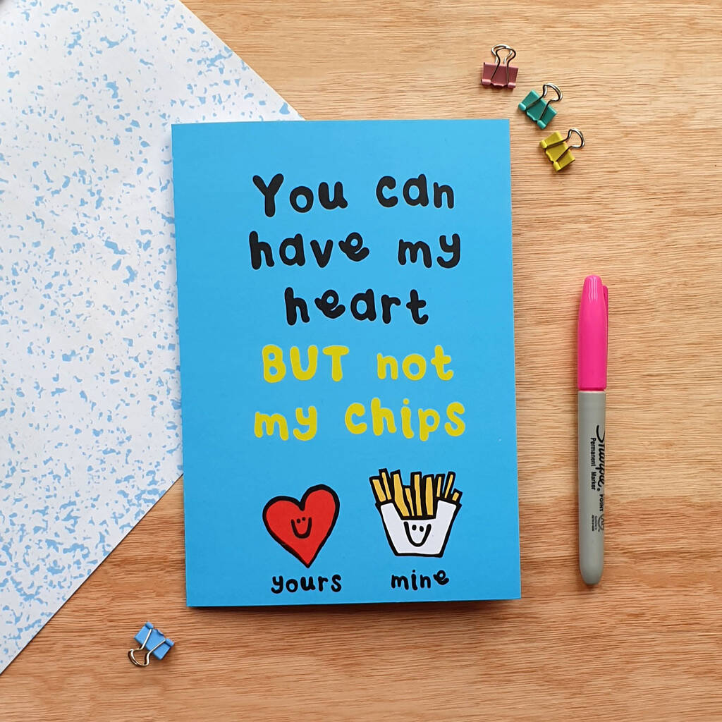 'Heart But Not Chips' Funny Valentines Card, 1 of 2