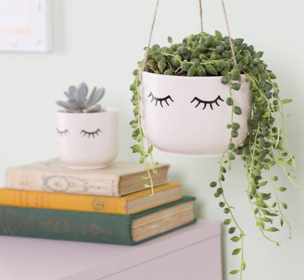 Eye Shut Planter With A Succulent, 1 of 4