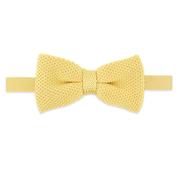100% Polyester Diamond End Knitted Tie Pastel Yellow, 6 of 6