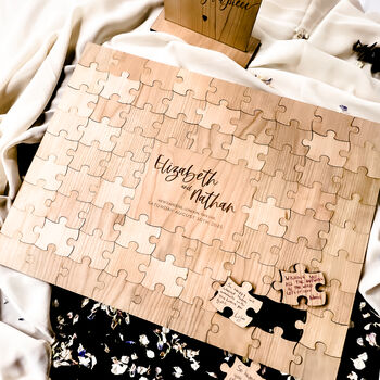 Wedding Guest Book Wooden Puzzle Alternative, 5 of 9