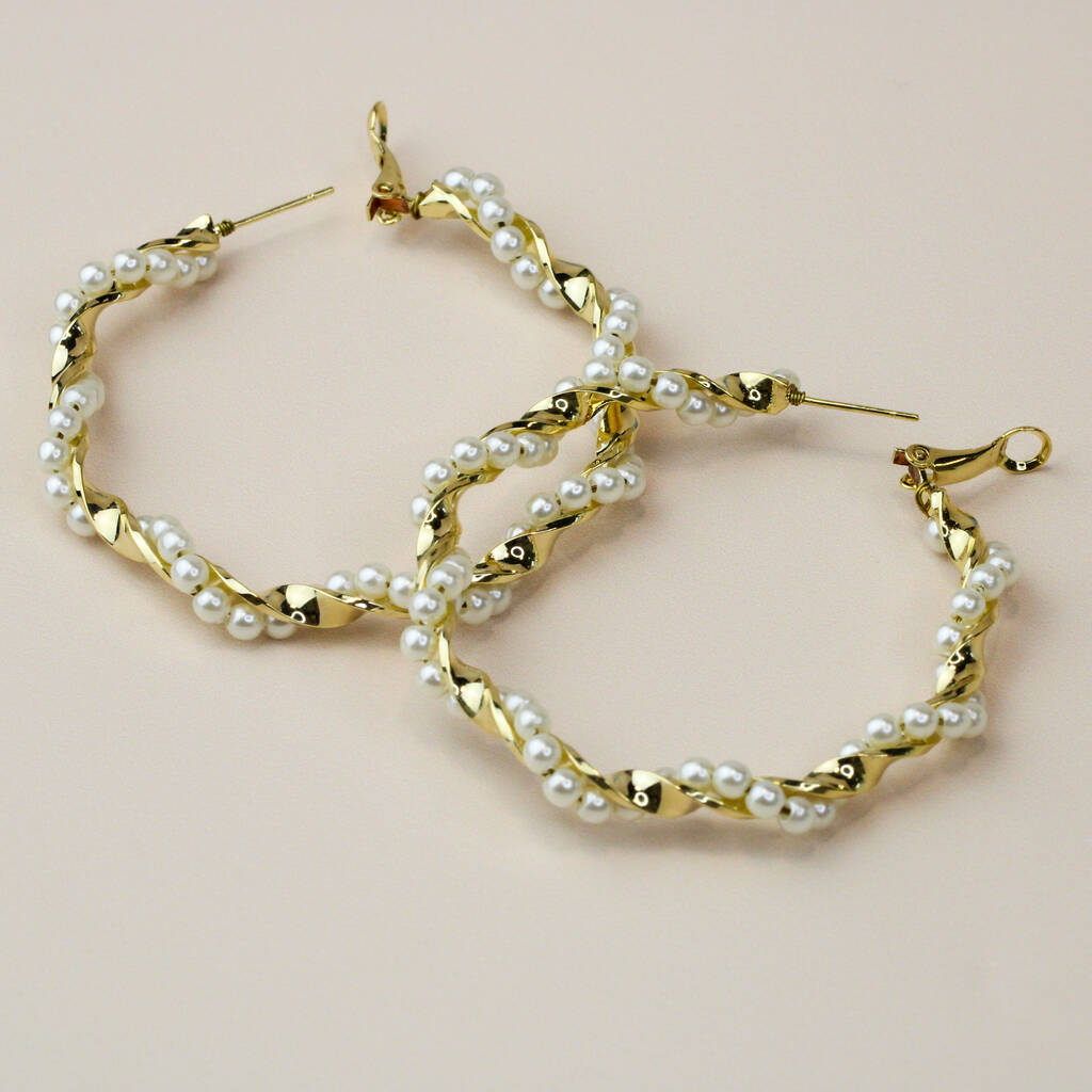 925 Sterling Silver Hoop Earrings For Women, Freshwater Pearls Hoop