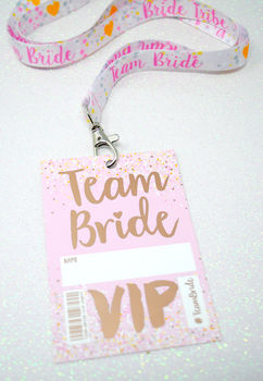 Rose Gold Team Bride Hen Party Vip Pass Lanyard Favours, 12 of 12
