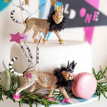 Personalised Cheetah Party Animal Cake Toppers, 2 of 10