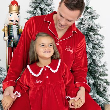Personalised Family Velvet Christmas Pyjamas, 4 of 12