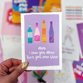 Mum Birthday Card 'Love You More Than You Love Wine', 2 of 6