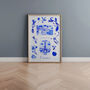 Scenes Of France Blue Tile Inspired Travel Print, thumbnail 1 of 12