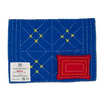 Doll Sized Geometric Red And Blue Reversible Bedding, 2 of 6