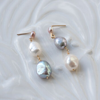 Asymmetric Statement Pearl Drop Earrings, 4 of 8