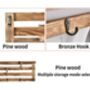 Three Tier Wall Mounted Wood Display Shelf With Hooks, thumbnail 5 of 6