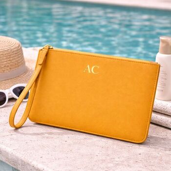 Personalised Saffiano Leather Clutch Bag Zip Pouch, 7 of 11