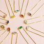 Dainty Gold Plated Navette Birthstone Necklace, thumbnail 9 of 10
