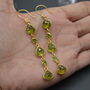 Long Green Peridot Earrings: Gold Plated Silver, thumbnail 1 of 5