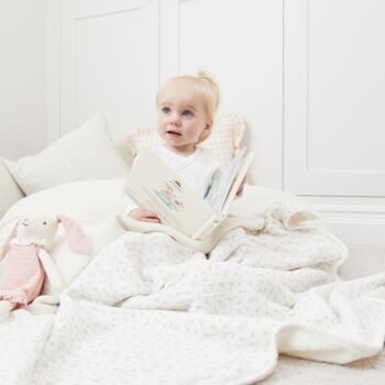 Vintage Daisy Baby/Toddler Blanket Handmade With Organic Mulsin And Boucle Fleece, 8 of 12