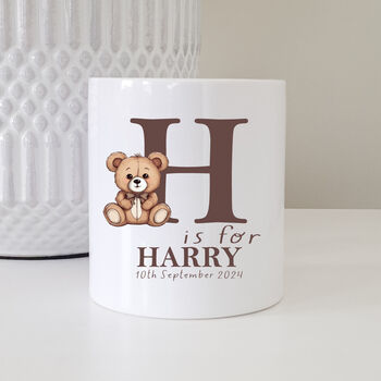 Personalised New Baby Teddy Bear Money Box First Birthday, 3 of 5