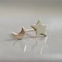 Tiny Solid 9ct Gold Star And Moon Stud Earrings, thumbnail 2 of 8