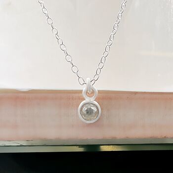Champagne Diamond April Birthstone Silver Necklace, 2 of 3