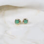 California Cushion Green Onyx Gold Plated Stud Earrings, thumbnail 1 of 4