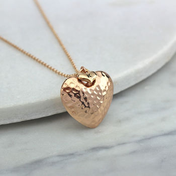Hammered Heart Necklace In Antique Gold, 2 of 4