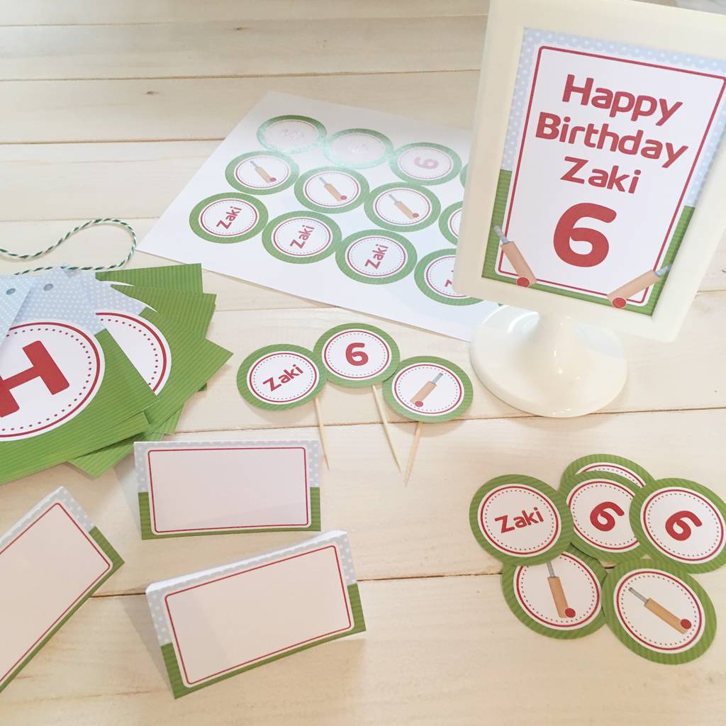 Cricket Personalised Party Decorations Pack, 1 of 3