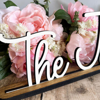 Personalised Wedding Surname Sign With Stand Decor, 2 of 8