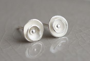 Handmade Silver Wild Roses Stud Earrings, 3 of 7