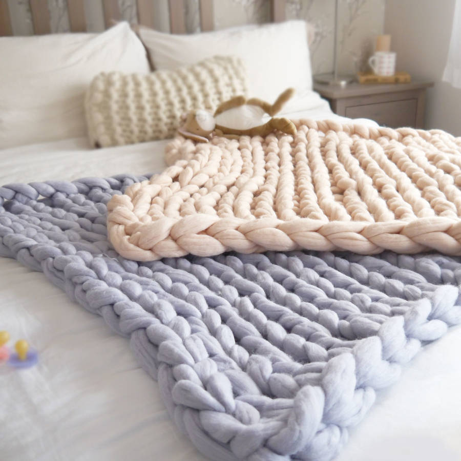 super chunky knit baby blanket by lauren aston