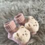 Dusty Pink Ribbed Teddy Bear Baby Socks, thumbnail 2 of 8