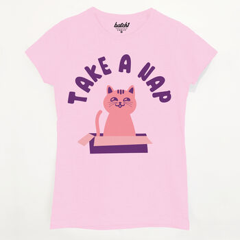 Take A Nap Women's Cat Slogan T Shirt, 5 of 5