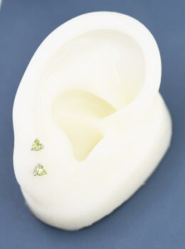 Genuine Peridot Heart Stud Earrings, 7 of 11
