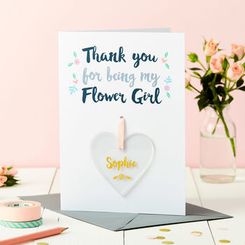 Flower Girl Heart Keepsake Thank You Card, 4 of 4