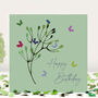 Butterfly Birthday Flower Buds Mint Green Birthday Card, thumbnail 1 of 12