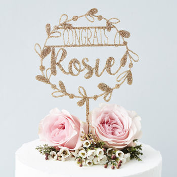 Personalised Congratulations Floral Cake Topper, 6 of 8