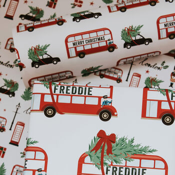 Personalised Christmas London Bus Wrapping Paper, 4 of 4