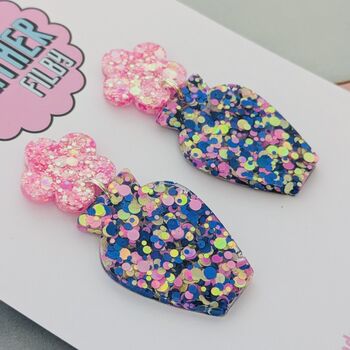 Vase And Flower Retro Glitter Resin Earrings, 2 of 4
