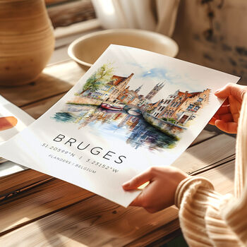 Bruges Travel Destination Art Print Gift, 6 of 7