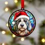 Old English Sheepdog In Santa Hat Suncatcher Decoration, thumbnail 6 of 6