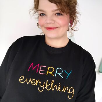 Merry Everything Embroidered Christmas Sweater, 2 of 3