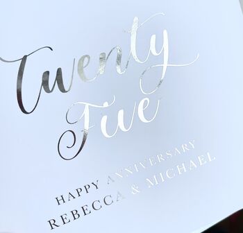 Personalised Silver Wedding Anniversary Metallic Card, 3 of 3