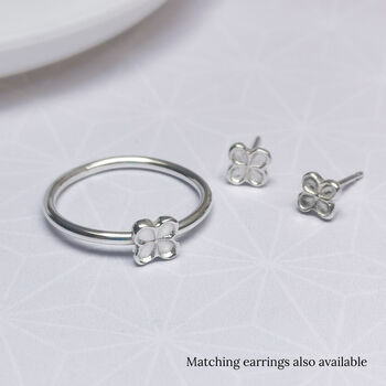 Silver Four Leaf Clover Ring, 4 of 5