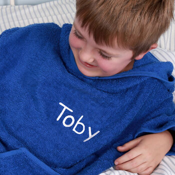 Personalised Boy's Hooded Logo Poncho, 4 of 10