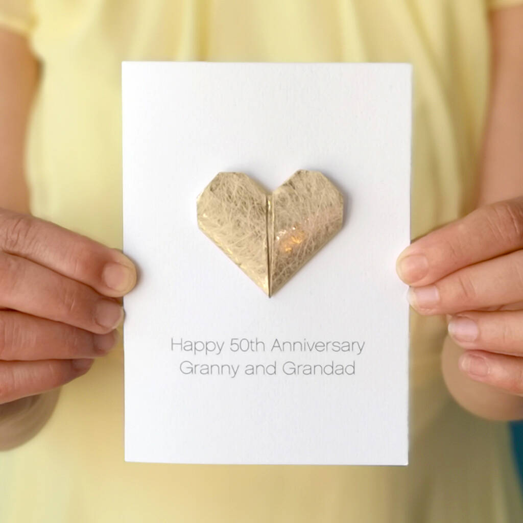 Personalised Golden Wedding Anniversary Origami Card