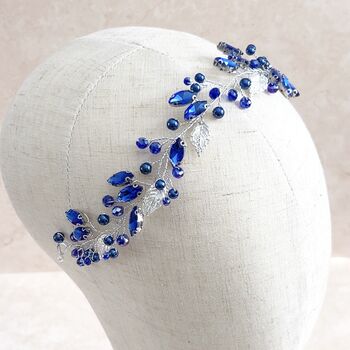 Royal Blue Crystal Hair Vine, 6 of 6