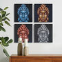 Set Of Four Buddha Heads Sand Detail 40x40cm, thumbnail 4 of 4