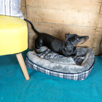 Large Square Tartan Print Dog Bed, 3 of 8