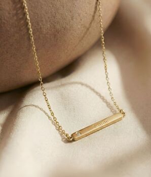 Personalised Gold Plated Sterling Silver Bar Initial Name Necklace, 2 of 4