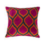 Traditional Pink Ikat Velvet Pillow Cover, 50x50cm, thumbnail 1 of 5