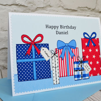 'Presents' Personalised Boys Birthday Card, 2 of 3