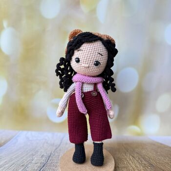 Curly Hair Crochet Doll, Handmade Toys, 6 of 12